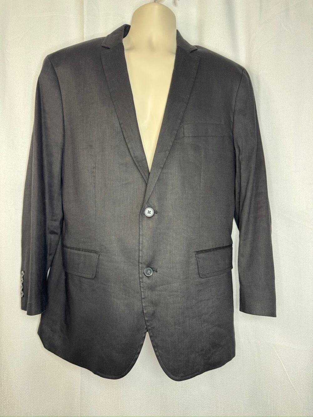 438. INC International Concepts Charcoal Linen Blend Blazer Sport Coat Size L